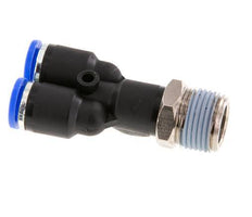8mm x R3/8'' Y-Steckverschraubung mit Außengewinde Messing/PA 66 NBR drehbar [2 Stück]