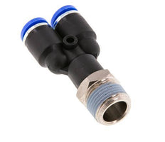 8mm x R3/8'' Y-Steckverschraubung mit Außengewinde Messing/PA 66 NBR drehbar [2 Stück]