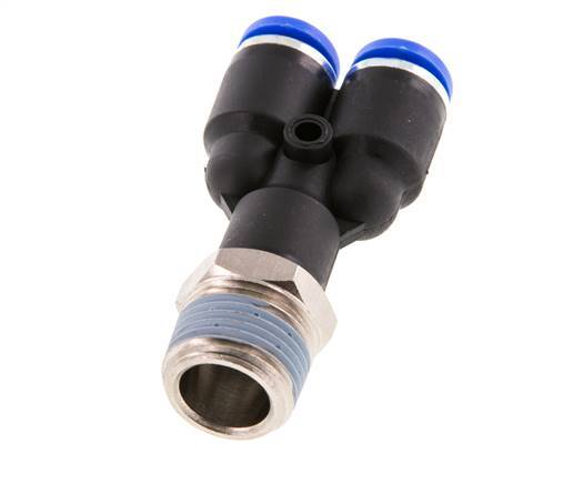 8mm x R3/8'' Y-Steckverschraubung mit Außengewinde Messing/PA 66 NBR drehbar [2 Stück]