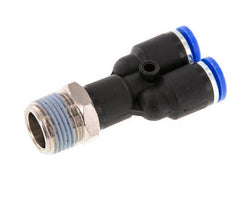 8mm x R3/8'' Y-Steckverschraubung mit Außengewinde Messing/PA 66 NBR drehbar [2 Stück]