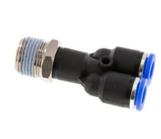 8mm x R3/8'' Y-Steckverschraubung mit Außengewinde Messing/PA 66 NBR drehbar [2 Stück]