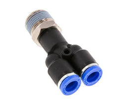 8mm x R3/8'' Y-Steckverschraubung mit Außengewinde Messing/PA 66 NBR drehbar [2 Stück]