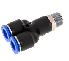12mm x R3/8'' Y Push-in Fitting with Male Threads Brass/PA 66 NBR Rotatable