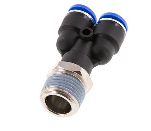 10mm x R1/2'' Y-Steckverschraubung mit Außengewinde Messing/PA 66 NBR drehbar