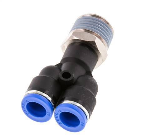 10mm x R1/2'' Y-Steckverschraubung mit Außengewinde Messing/PA 66 NBR drehbar