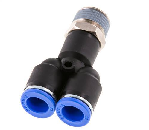 12mm x R1/2'' Y-Steckverschraubung mit Außengewinde Messing/PA 66 NBR drehbar