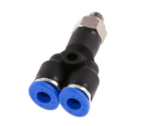 4mm x M 5 Y Push-in Fitting with Male Threads Brass/PA 66 NBR Rotatable [2 Pieces]