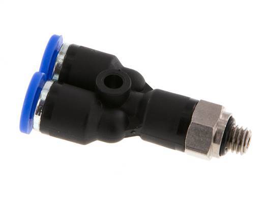 4mm x M 5 Y-Steckverschraubung mit Außengewinde Messing/PA 66 NBR drehbar [2 Stück]