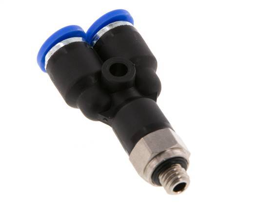 4mm x M 5 Y-Steckverschraubung mit Außengewinde Messing/PA 66 NBR drehbar [2 Stück]