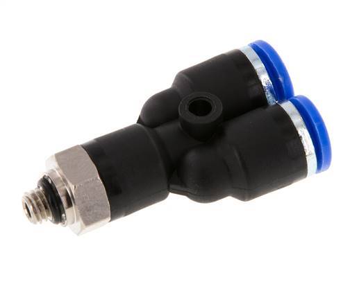6mm x M 5 Y-Steckverschraubung mit Außengewinde Messing/PA 66 NBR drehbar [2 Stück]