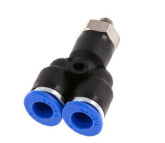 6mm x M 5 Y Push-in Fitting with Male Threads Brass/PA 66 NBR Rotatable [2 Pieces]