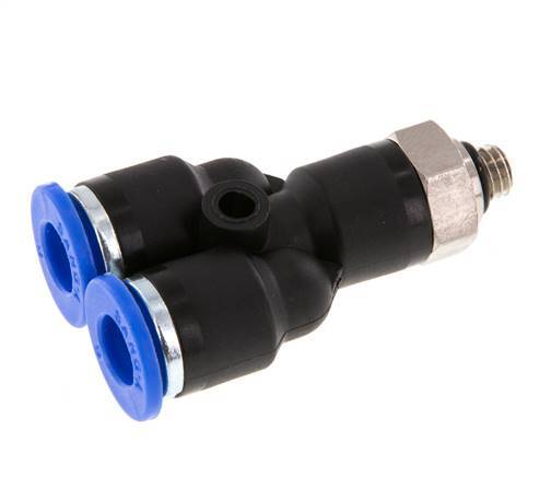 6mm x M 5 Y-Steckverschraubung mit Außengewinde Messing/PA 66 NBR drehbar [2 Stück]