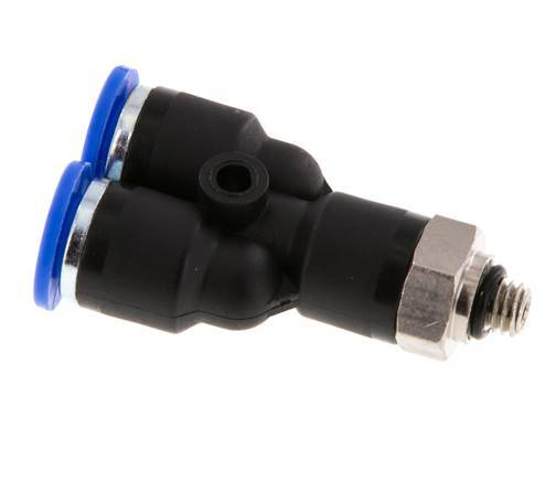 6mm x M 5 Y Push-in Fitting with Male Threads Brass/PA 66 NBR Rotatable [2 Pieces]