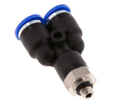 6mm x M 5 Y Push-in Fitting with Male Threads Brass/PA 66 NBR Rotatable [2 Pieces]