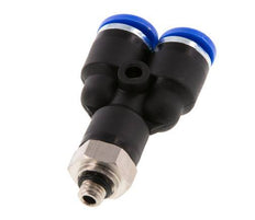6mm x M 5 Y-Steckverschraubung mit Außengewinde Messing/PA 66 NBR drehbar [2 Stück]
