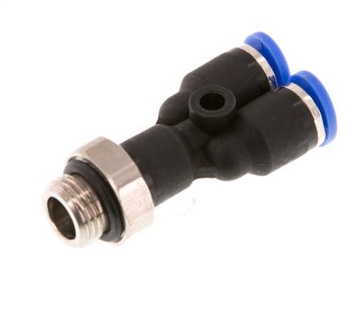 4mm x G1/8'' Y-Steckverschraubung mit Außengewinde Messing/PA 66 NBR drehbar [2 Stück]