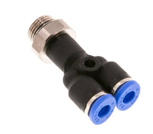4mm x G1/8'' Y-Steckverschraubung mit Außengewinde Messing/PA 66 NBR drehbar [2 Stück]