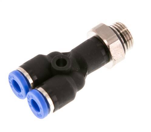 4mm x G1/8'' Y-Steckverschraubung mit Außengewinde Messing/PA 66 NBR drehbar [2 Stück]