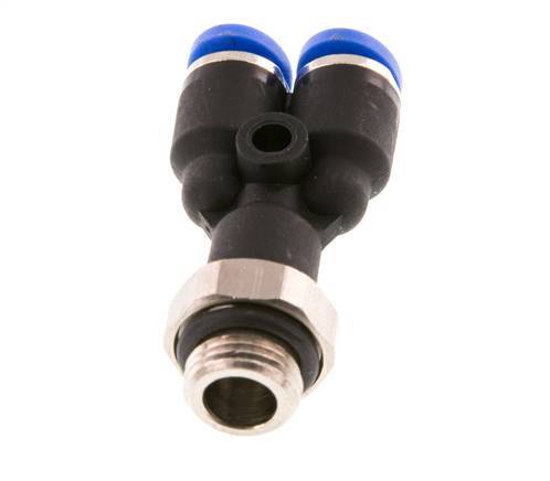 4mm x G1/8'' Y-Steckverschraubung mit Außengewinde Messing/PA 66 NBR drehbar [2 Stück]