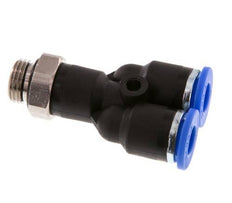 6mm x G1/8'' Y-Steckverschraubung mit Außengewinde Messing/PA 66 NBR drehbar [2 Stück]