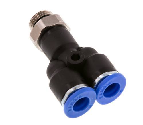 6mm x G1/8'' Y-Steckverschraubung mit Außengewinde Messing/PA 66 NBR drehbar [2 Stück]