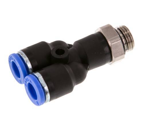 6mm x G1/8'' Y-Steckverschraubung mit Außengewinde Messing/PA 66 NBR drehbar [2 Stück]