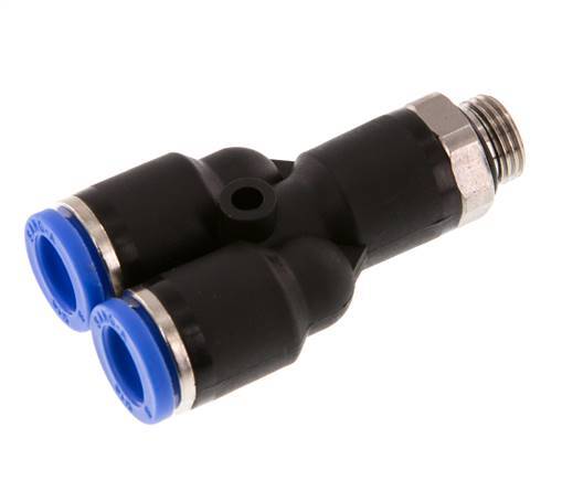 8mm x G1/8'' Y-Steckverschraubung mit Außengewinde Messing/PA 66 NBR drehbar [2 Stück]