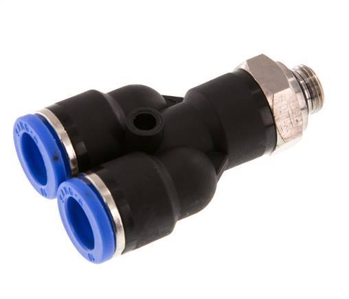 10mm x G1/8'' Y-Steckverschraubung mit Außengewinde Messing/PA 66 NBR drehbar