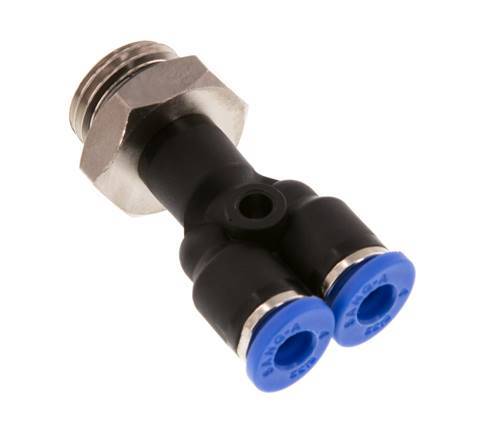 4mm x G1/4'' Y-Steckverschraubung mit Außengewinde Messing/PA 66 NBR drehbar [2 Stück]