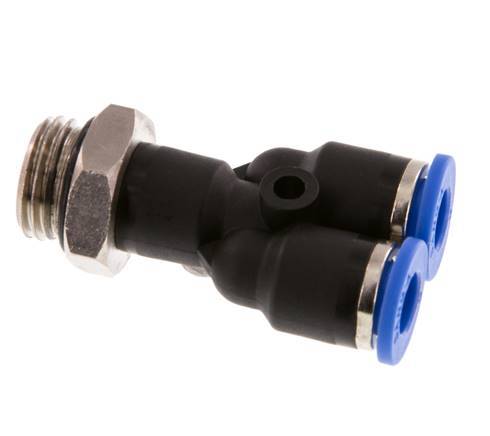 6mm x G1/4'' Y-Steckverschraubung mit Außengewinde Messing/PA 66 NBR drehbar [2 Stück]