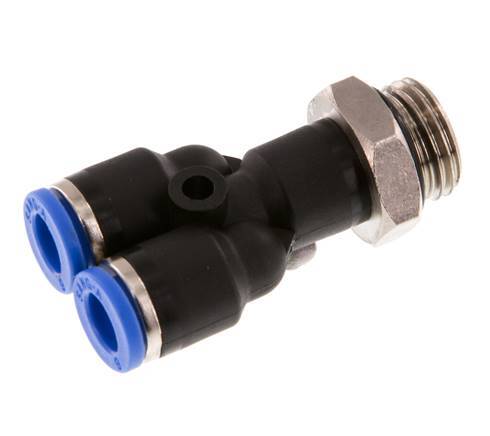 6mm x G1/4'' Y-Steckverschraubung mit Außengewinde Messing/PA 66 NBR drehbar [2 Stück]