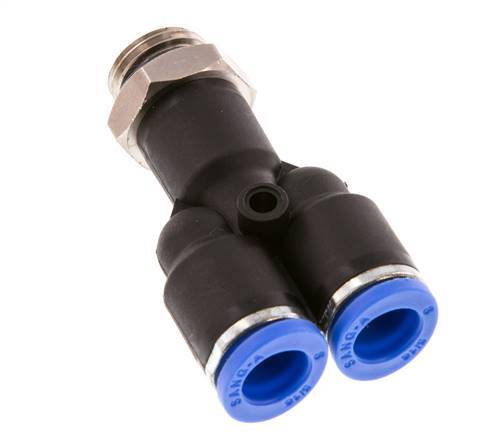 8mm x G1/4'' Y-Steckverschraubung mit Außengewinde Messing/PA 66 NBR drehbar [2 Stück]