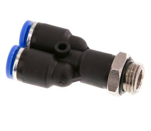 8mm x G1/4'' Y-Steckverschraubung mit Außengewinde Messing/PA 66 NBR drehbar [2 Stück]