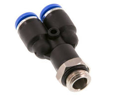 8mm x G1/4'' Y-Steckverschraubung mit Außengewinde Messing/PA 66 NBR drehbar [2 Stück]