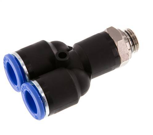 12mm x G1/4'' Y-Steckverschraubung mit Außengewinde Messing/PA 66 NBR drehbar