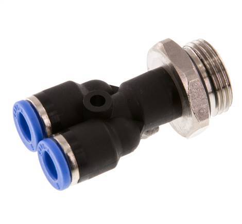 6mm x G3/8'' Y-Steckverschraubung mit Außengewinde Messing/PA 66 NBR drehbar [2 Stück]