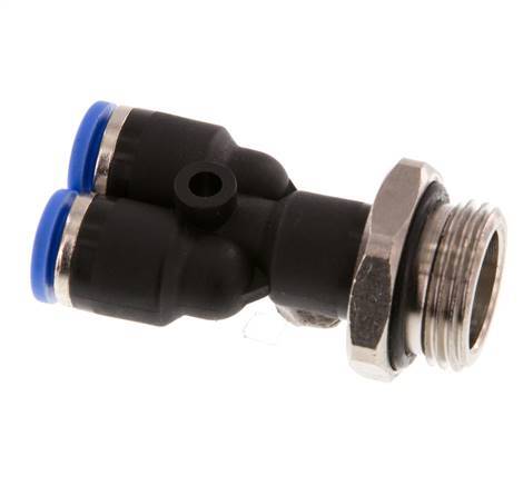 6mm x G3/8'' Y-Steckverschraubung mit Außengewinde Messing/PA 66 NBR drehbar [2 Stück]
