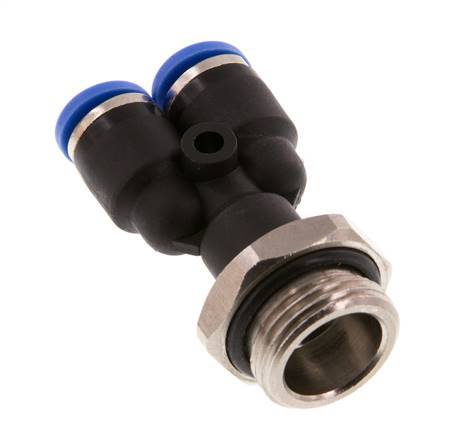 6mm x G3/8'' Y-Steckverschraubung mit Außengewinde Messing/PA 66 NBR drehbar [2 Stück]