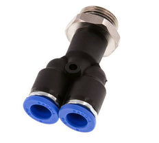 8mm x G3/8'' Y-Steckverschraubung mit Außengewinde Messing/PA 66 NBR drehbar [2 Stück]