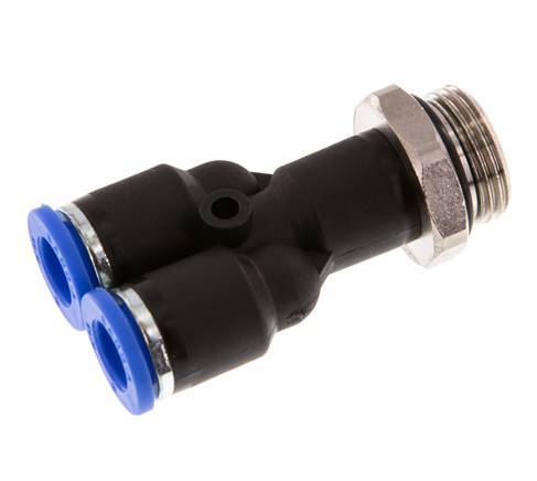 8mm x G3/8'' Y-Steckverschraubung mit Außengewinde Messing/PA 66 NBR drehbar [2 Stück]