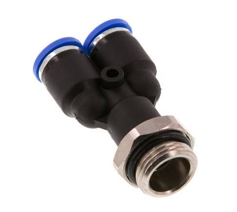 8mm x G3/8'' Y-Steckverschraubung mit Außengewinde Messing/PA 66 NBR drehbar [2 Stück]