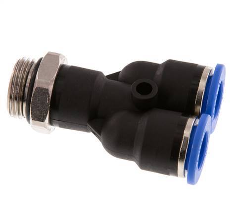 10mm x G3/8'' Y Push-in Fitting with Male Threads Brass/PA 66 NBR Rotatable