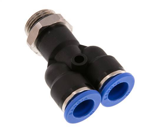 10mm x G3/8'' Y Push-in Fitting with Male Threads Brass/PA 66 NBR Rotatable