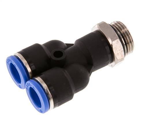10mm x G3/8'' Y-Steckverschraubung mit Außengewinde Messing/PA 66 NBR drehbar