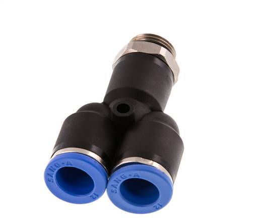 12mm x G3/8'' Y-Steckverschraubung mit Außengewinde Messing/PA 66 NBR drehbar