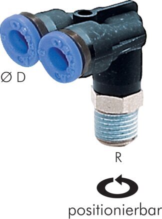 8mm x R1/8'' Y Push-in Fitting with Male Threads Brass/PBT NBR Rotatable