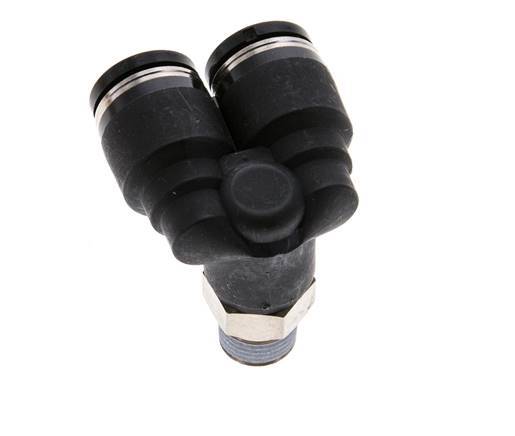 8mm x R1/8'' Y Push-in Fitting with Male Threads Brass/PBT NBR Rotatable