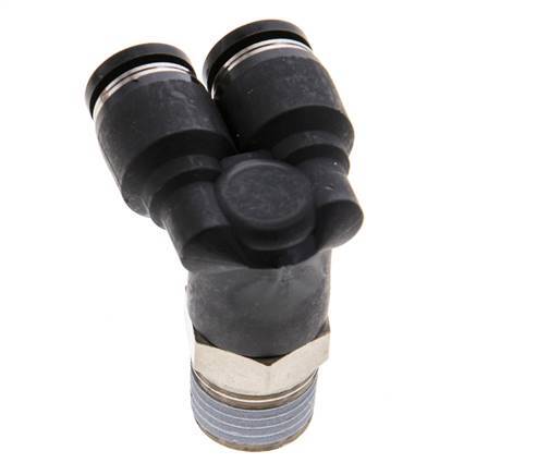 6mm x R1/4'' Y Push-in Fitting with Male Threads Brass/PBT NBR Rotatable