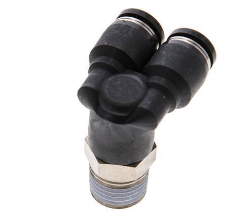 6mm x R1/4'' Y Push-in Fitting with Male Threads Brass/PBT NBR Rotatable