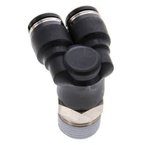 8mm x R3/8'' Y Push-in Fitting with Male Threads Brass/PBT NBR Rotatable